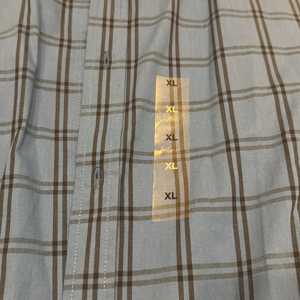 NWT Club Room Short Sleeve Blue Plaid Button-Down Shirt, Size XL - Picture 2 of 4